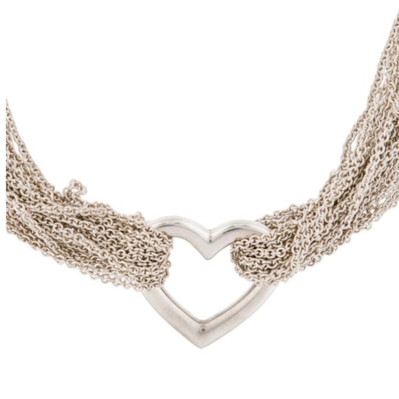 Tiffany Multi Strand Heart Mesh Somerset Silver Necklace - Picture 4 of 6